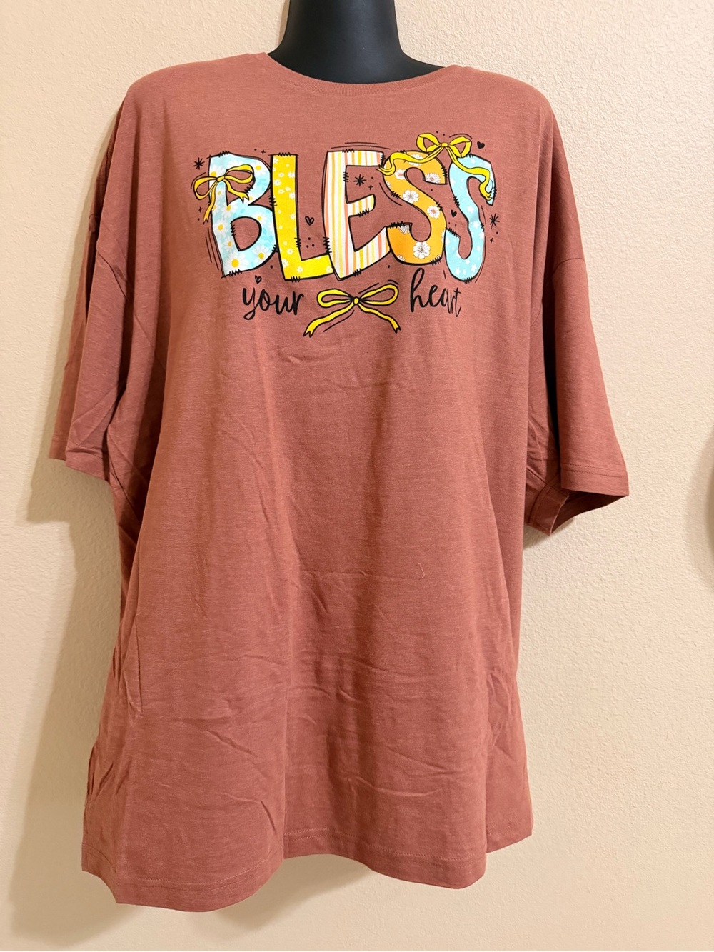 Rust Graphic 'Bless Your Heart' Short Sleeve Tee